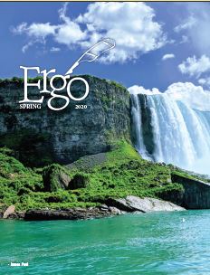 cover of spring 2020 Ergo cover, waterfall scene